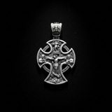 Double-sided S925k silver pendant depicting the Passion of Christ and St. George slaying the dragon.