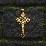 Golden St. Benedict Exorcism Cross - Blessings to you and your family