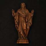 Hand Carved Sacred Heart of Jesus Virgin Mary Wooden Tabletop Ornament