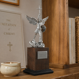 Archangel Michael 6" Resin Statue with Solid Wood Base – Christian Protection & Victory Decor