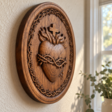 Sacred Family Three Sacred Hearts Wall Decoration Wood Sculpture
