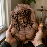 Jesus Crown of Thorns Beechwood Sculpture - Christian gift presentation