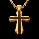 Christian Cross Necklace – Solid Rosewood & Titanium Steel Faith Pendant