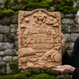 "I Can Do All Things" Wood Carving - Sacred Heart & Empty Tomb Scripture Decor - A Gift of Strength & Faith