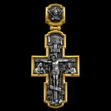 Orthodox S925K Silver Double-Sided Engraved Jesus Christ Crucified and Saints Orthodox Necklace