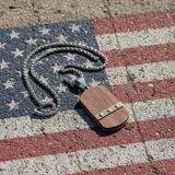 Stainless Steel & Wood Dog Tag Necklace – Nature, Strength & Minimalist Elegance