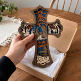 3D Layered Nativity Wooden Cross – Basswood Christian Christmas Wall Decor