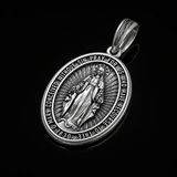 S925K Silver Miracle Medal English Version Inscription Necklace
