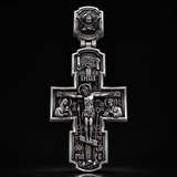 Orthodox S925K Silver Double-Sided Engraved Jesus Christ Crucified and Saints Orthodox Necklace