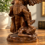 Boxwood Archangel Michael Carving: A Christmas Gift of Divine Protection