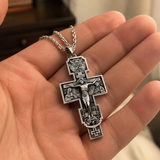 S925 Silver Orthodox Crucifixion Necklace – Detailed Christian Cross Pendant with 24-Inch Chain