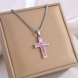 Colored Baguette CZ Cross Necklace – Faith, Vibrance & Bold Devotion