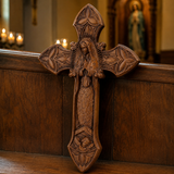 Hand-Carved Beechwood Our Lady of Guadalupe Wall Cross – Catholic Christian Home Décor - size and finish detail