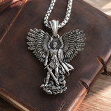 S925K Silver Saint Michael Pendant: Courage in the Heart