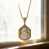 Handmade S925K Silver Madonna Holding Child Necklace