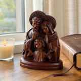 Hand-carved beechwood statue of the Holy Family – Jesus, Mary and Joseph