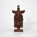 Orthodox Altar Table Ornament: Saints and the Crown of Thorns — Hand-Carved Wooden Cross