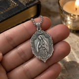 S925 Sterling Silver Our Lady of Guadalupe Prayer Pendant Necklace – Catholic Virgin Mary Medal