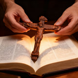 Sacred Art Crucifix: Devotionally Hand-Carved Solid Wood Cross, A Testament of Divine Love & Sacrifice