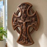 Hand-Carved Beechwood “Hand of Redemption” Crucifix | The Passion and Divine Grace of Christ