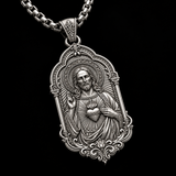 S925 Sterling Silver Sacred Heart of Jesus Pendant Necklace – Catholic Christian Faith Jewelry