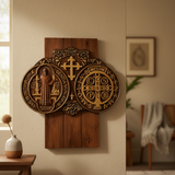 St. Benedict's Exorcism Medal Christian Exorcism Plaque - Wall Decor