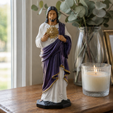 Handcrafted and Hand-Painted Beechwood Desktop Ornament: Sacred Heart of Jesus