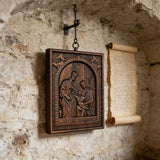 Beechwood Holy Family Wall Hanging: Carving Devotion in Wood, Bringing Sacred Warmth