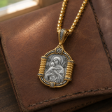 Handmade S925K Silver Madonna Holding Child Necklace