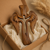 Ascension of Jesus Angel Wing Cross – Hand-Carved Beechwood Wall Decor