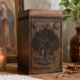 Handcrafted Beechwood Tree of Life Urn — A Testament to Eternal Life in Christ 🌿✞