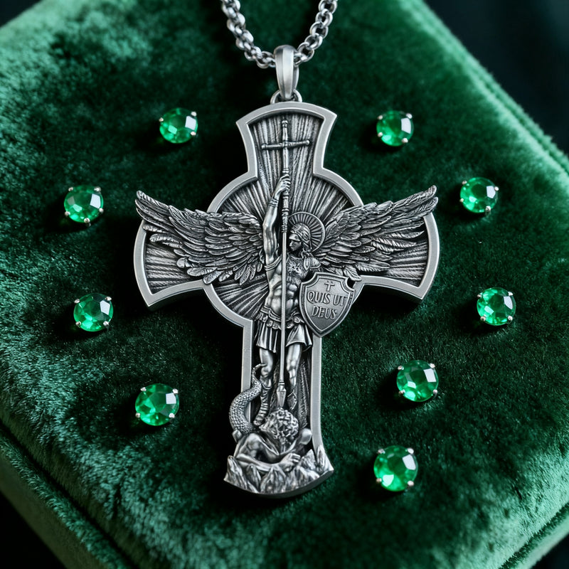 New titanium steel/S925K silver Archangel St. Michael necklace