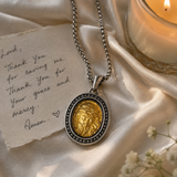 Two‑Tone Titanium Steel Jesus Portrait Oval Medal Necklace