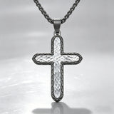 Textured Two-Tone Cross Necklace – Faith, Resilience & Rugged Elegance