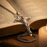 S925K Sandblasted Silver Jesus Crucifix Pendant