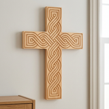Handcrafted Beechwood Plaited Wall Cross – Natural Wood Finish