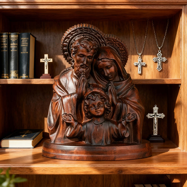 Holy Family Round Wooden Tabletop Ornament