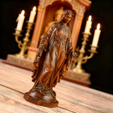 Hand Carved Sacred Heart of Jesus Virgin Mary Wooden Tabletop Ornament