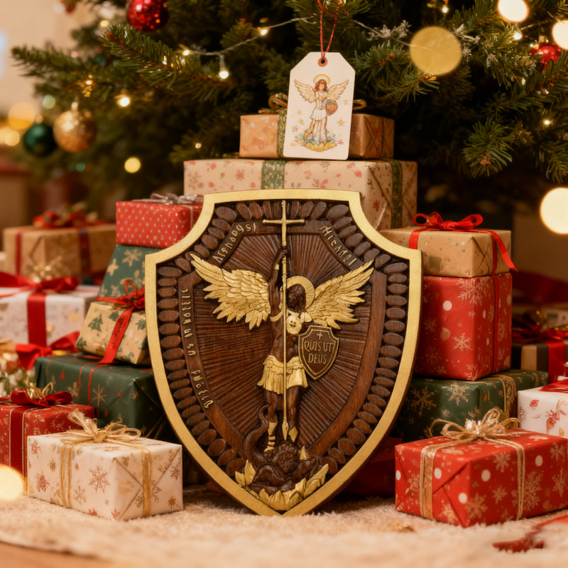Guardian Michael Wood Carving - Handcrafted Spiritual Shield & Heirloom Gift