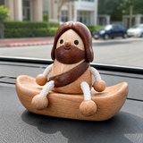 Handcrafted Jesus Car Display Number Plate Ornament, Made from Walnut and Beech Wood