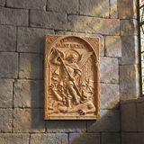 Hand-Carved Archangel Saint Michael Wood Wall Plaque | Catholic Home Decor | Christian Wall Art