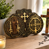 St. Benedict's Exorcism Medal Christian Exorcism Plaque - Wall Decor