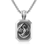 PURE TIN Medieval Winged Dragon Amulet Necklace