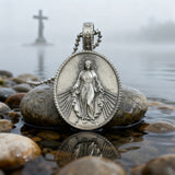 Pure Tin Miraculous Medal Virgin Mary Necklace