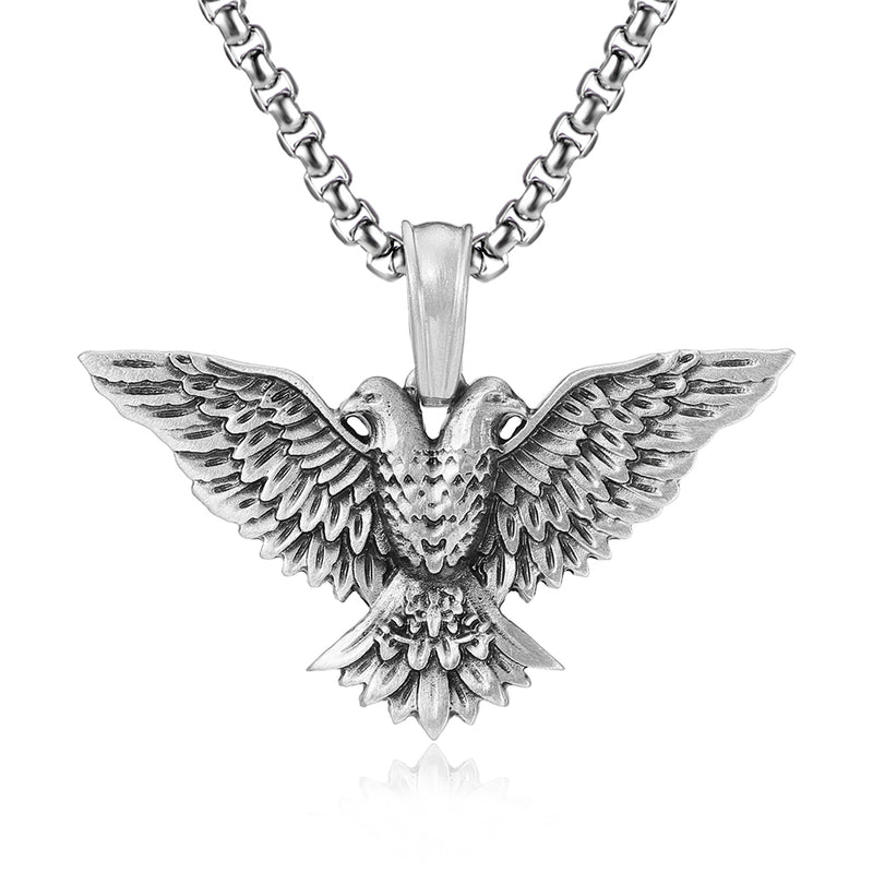 Pure Tin Double Headed Eagle Necklace