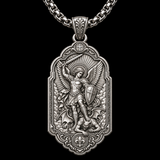 Saint Michael the Archangel 925 Sterling Silver Pendant Necklace—Christian Medal Featuring Sword and Shield Motifs