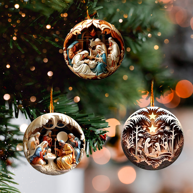 Wooden Christmas Nativity Pendant Wall Decoration Wall Hanging