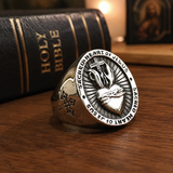 Sacred Heart of Jesus Ring – Silver-coloured stainless steel Christian emblem ring