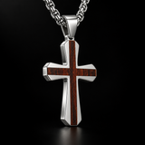 Christian Cross Necklace – Solid Rosewood & Titanium Steel Faith Pendant