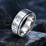 Glow In The Dark Viking Elder Futhark Rune Rotatable Spinner Stainless Steel Anxiety Relief Ring